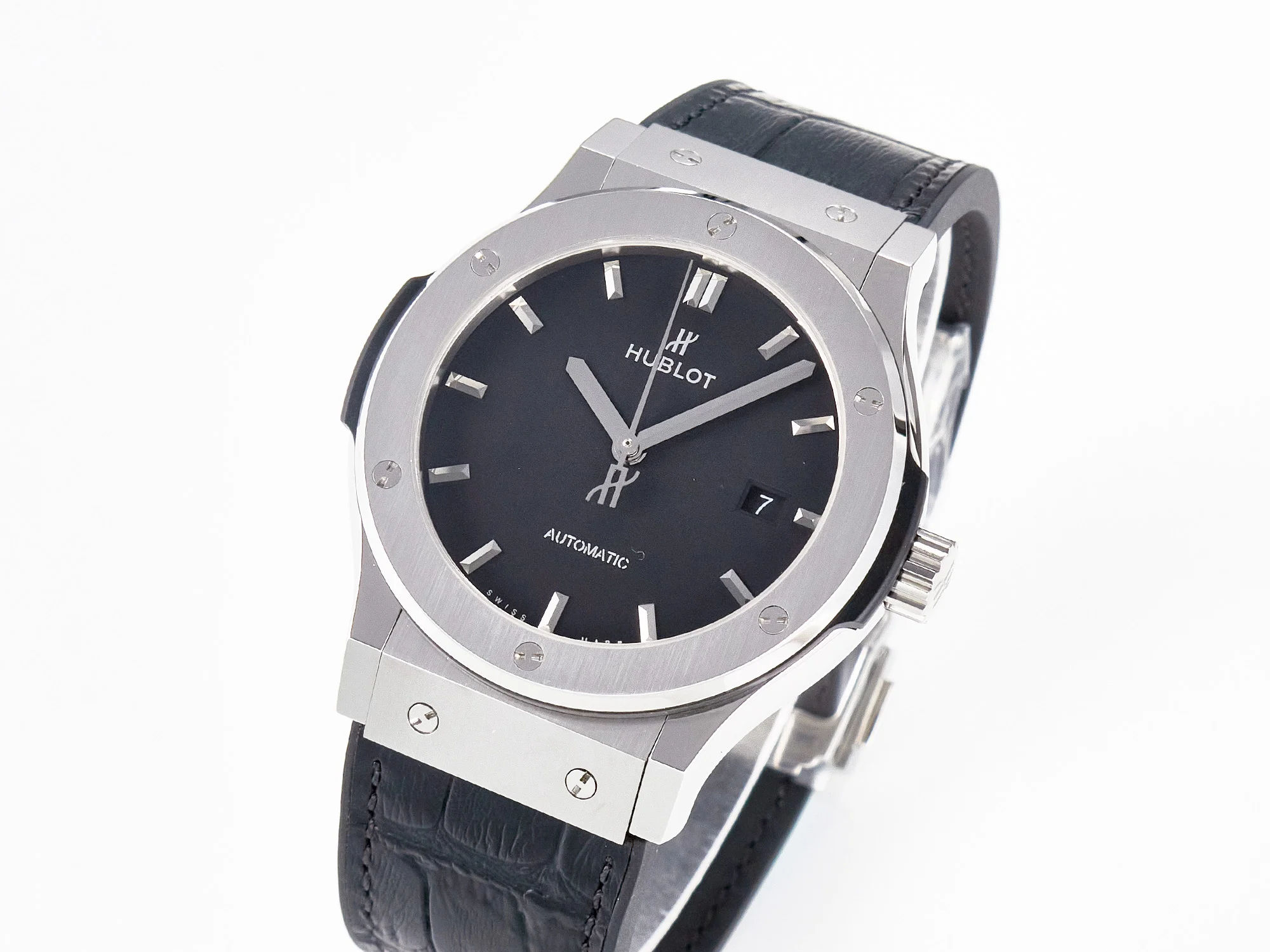 Classic Fusion 42mm SS JJF 1:1 Best Edition Black Dial on Black Gummy Leather Strap