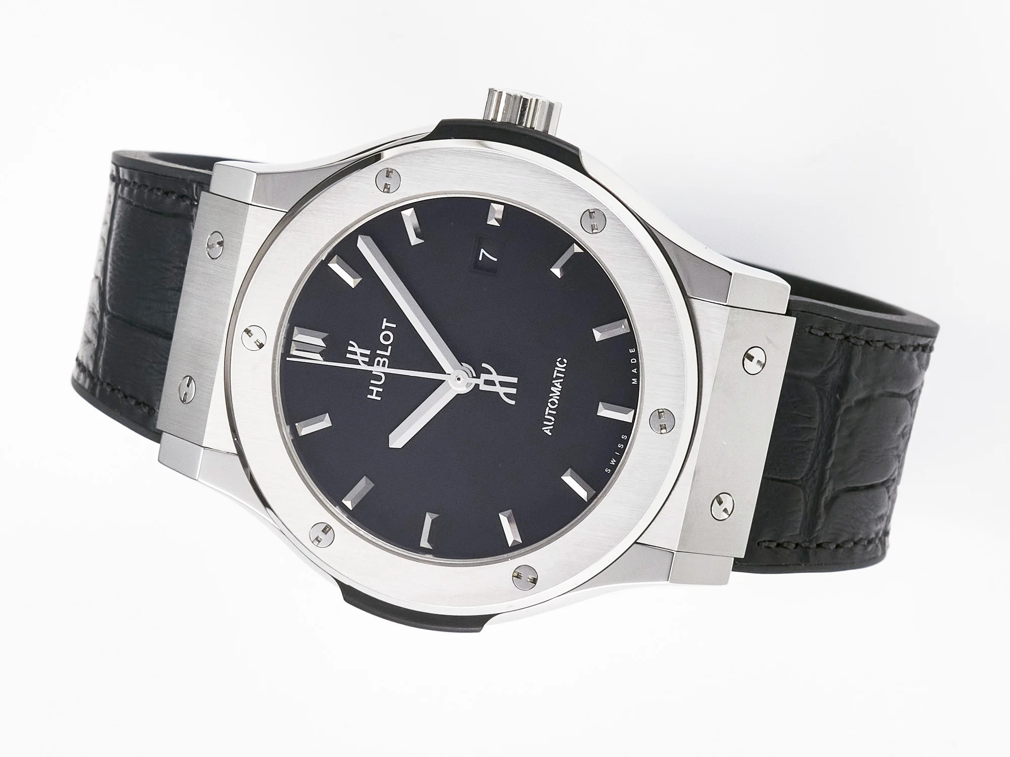 Classic Fusion 42mm SS JJF 1:1 Best Edition Black Dial on Black Gummy Leather Strap