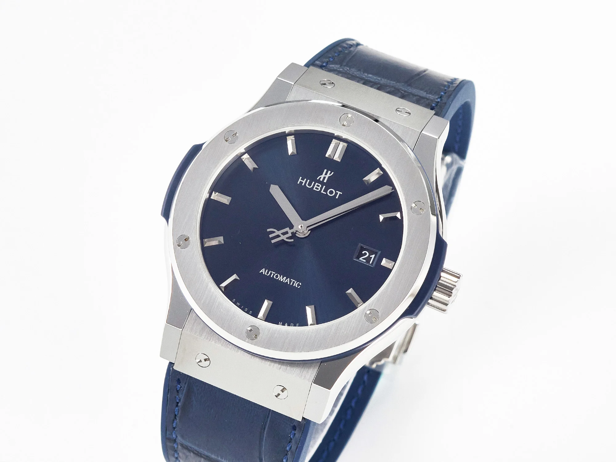 Classic Fusion 42mm SS JJF 1:1 Best Edition Blue Dial on Blue Gummy Leather Strap