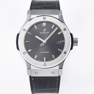 Classic Fusion 42mm SS JJF 1:1 Best Edition Gray Dial on Black Gummy Leather Strap