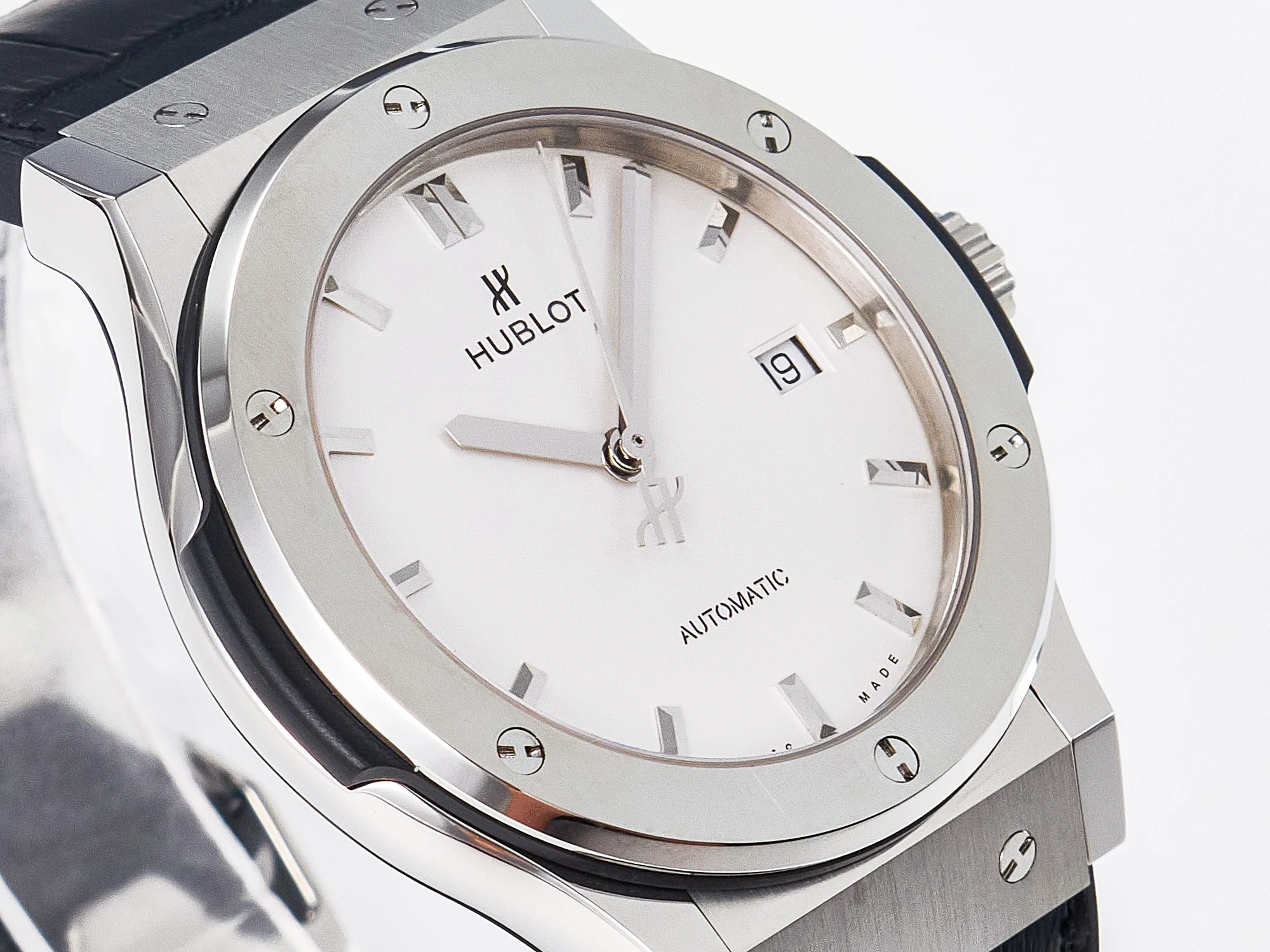 Classic Fusion 42mm SS JJF 1:1 Best Edition White Dial on Black Gummy Leather Strap
