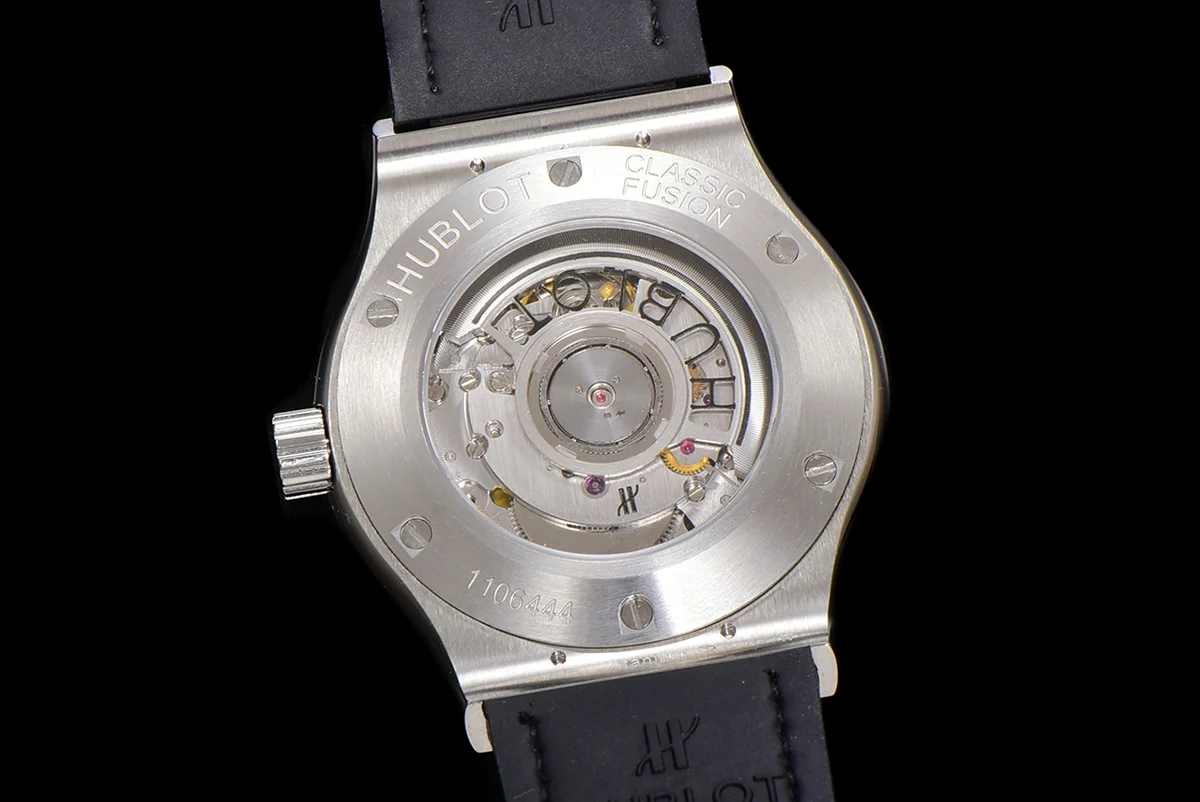 Classic Fusion Automatic 42mm Diamond Paved Dial in Steel on Black Leather Strap