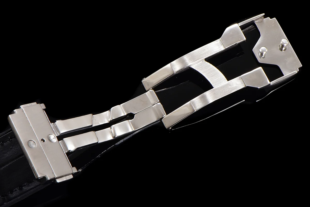 Classic Fusion Automatic 42mm Diamond Paved Dial in Steel on Black Leather Strap