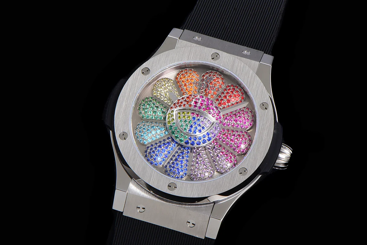 Classic Fusion Takashi Murakami 45mm Sunflower Dial in Steel on Rubber Strap