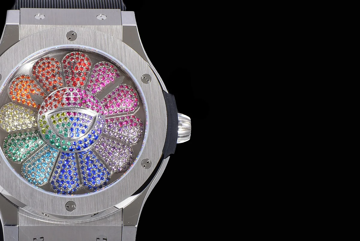 Classic Fusion Takashi Murakami 45mm Sunflower Dial in Steel on Rubber Strap