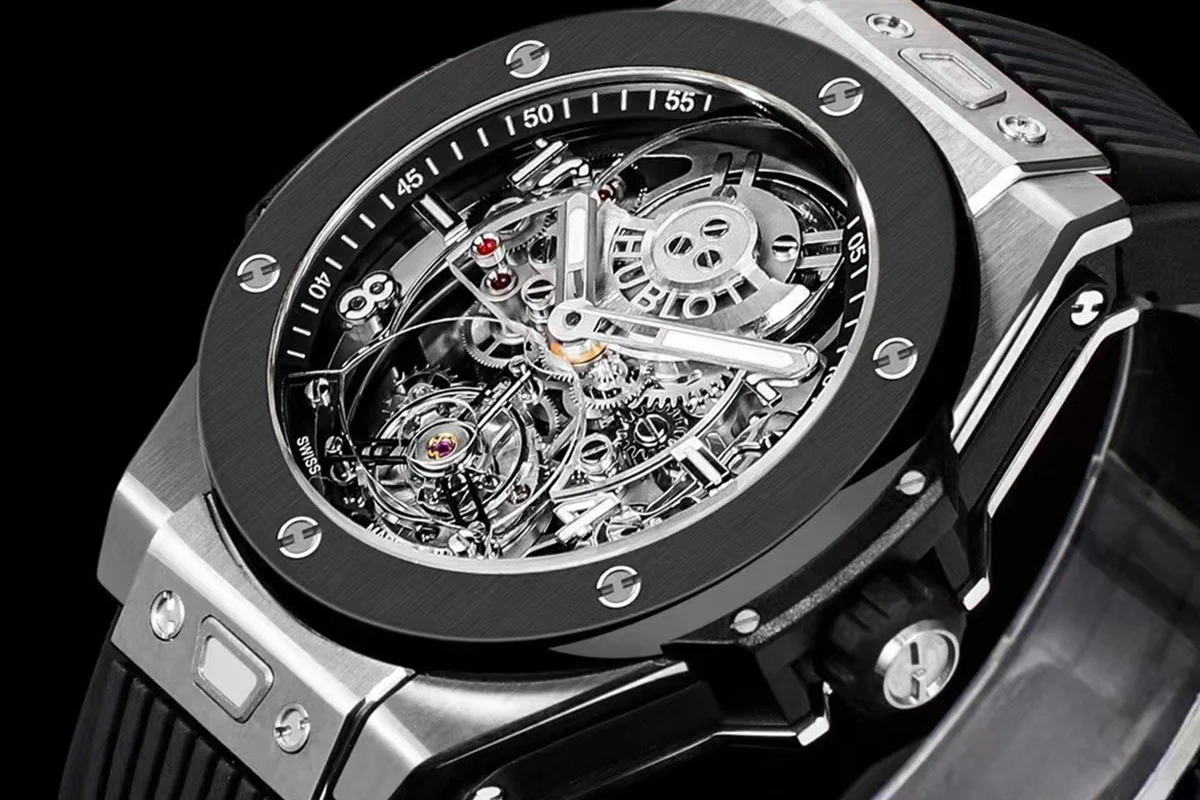 Classic Fusion Tourbillon 45mm with Ceramic Bezel Skeleton Dial in Steel