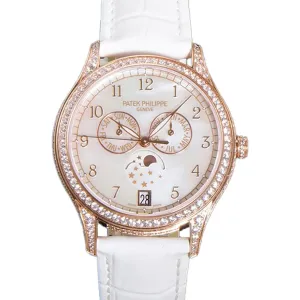 Complications 4948G Annual Calendar Moonphase MOP Dial in White Pink on Leather Strap
