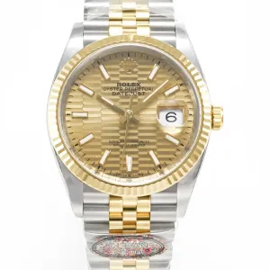 DateJust 36 126233 Clean 1:1 Best Edition 904L Steel YG Textured Stick Dial on SS/YG Jubilee Bracelet VR3235