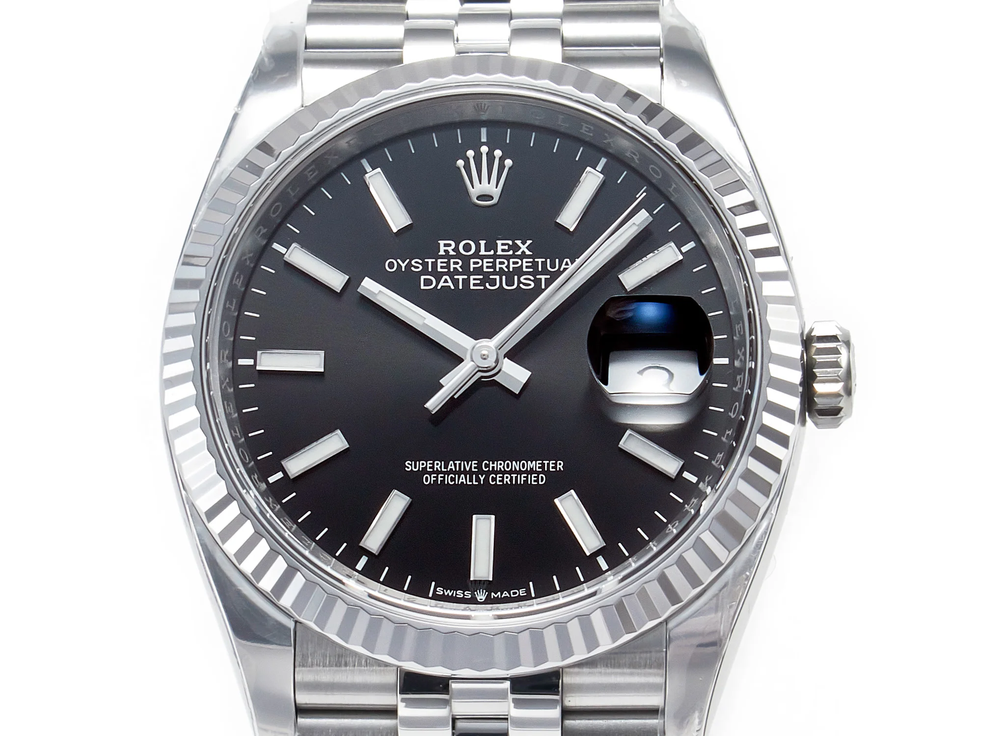 DateJust 36 126234 904L SS Clean 1:1 Best Edition Fluted Bezel Black Dial on Jubilee Bracelet VR3235