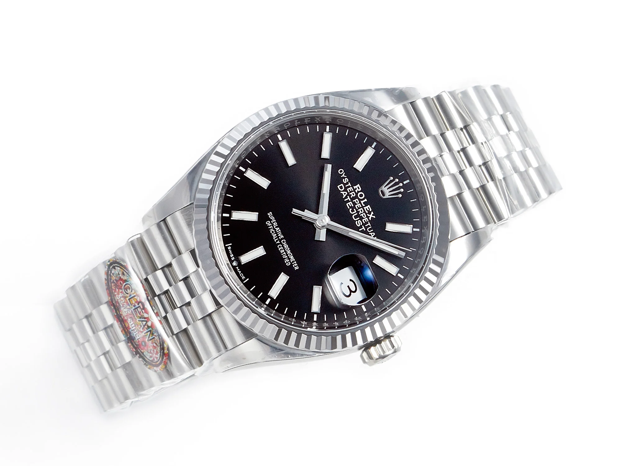 DateJust 36 126234 904L SS Clean 1:1 Best Edition Fluted Bezel Black Dial on Jubilee Bracelet VR3235