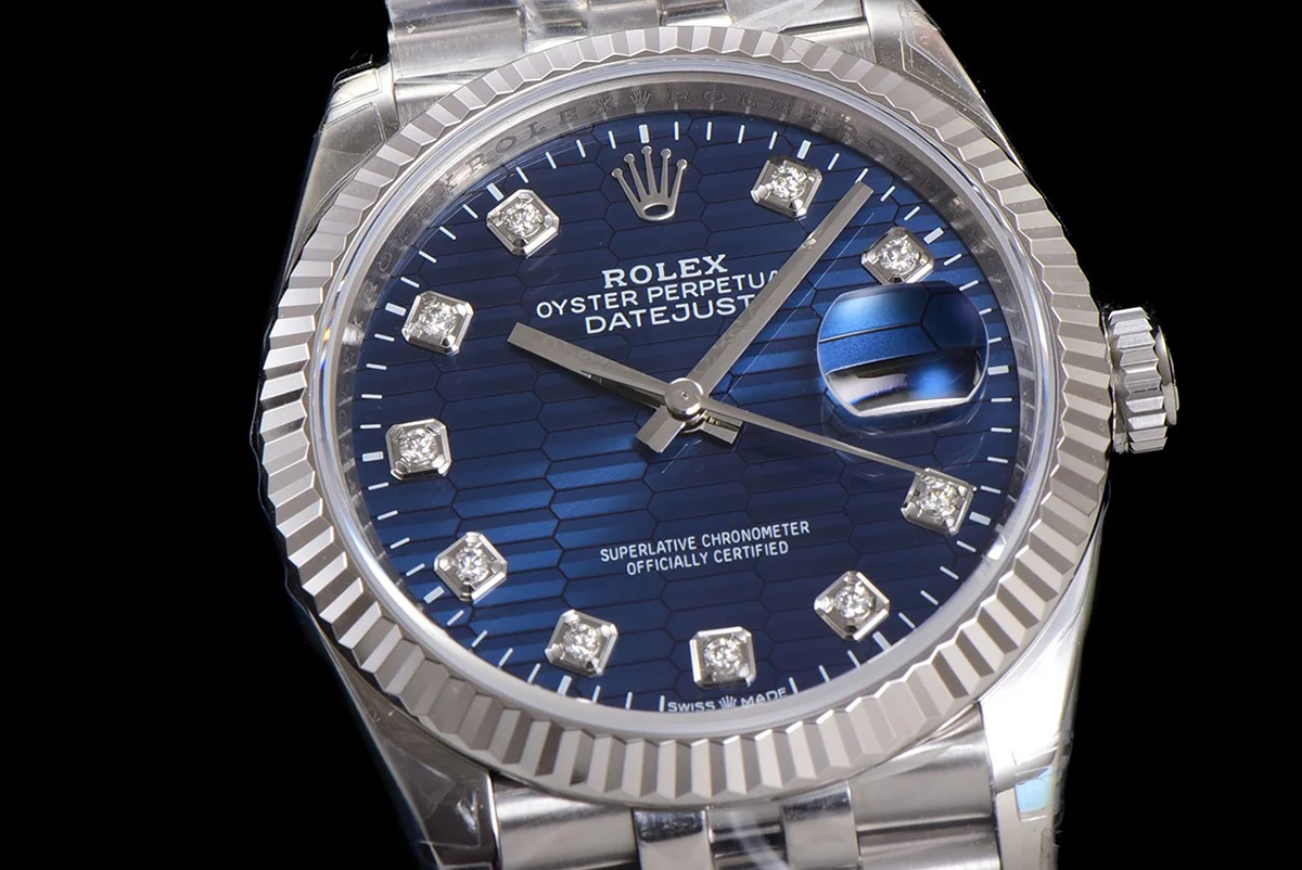 Datejust 36 126234 Blue Motif Dial with Diamond Marker in Steel in Jubilee
