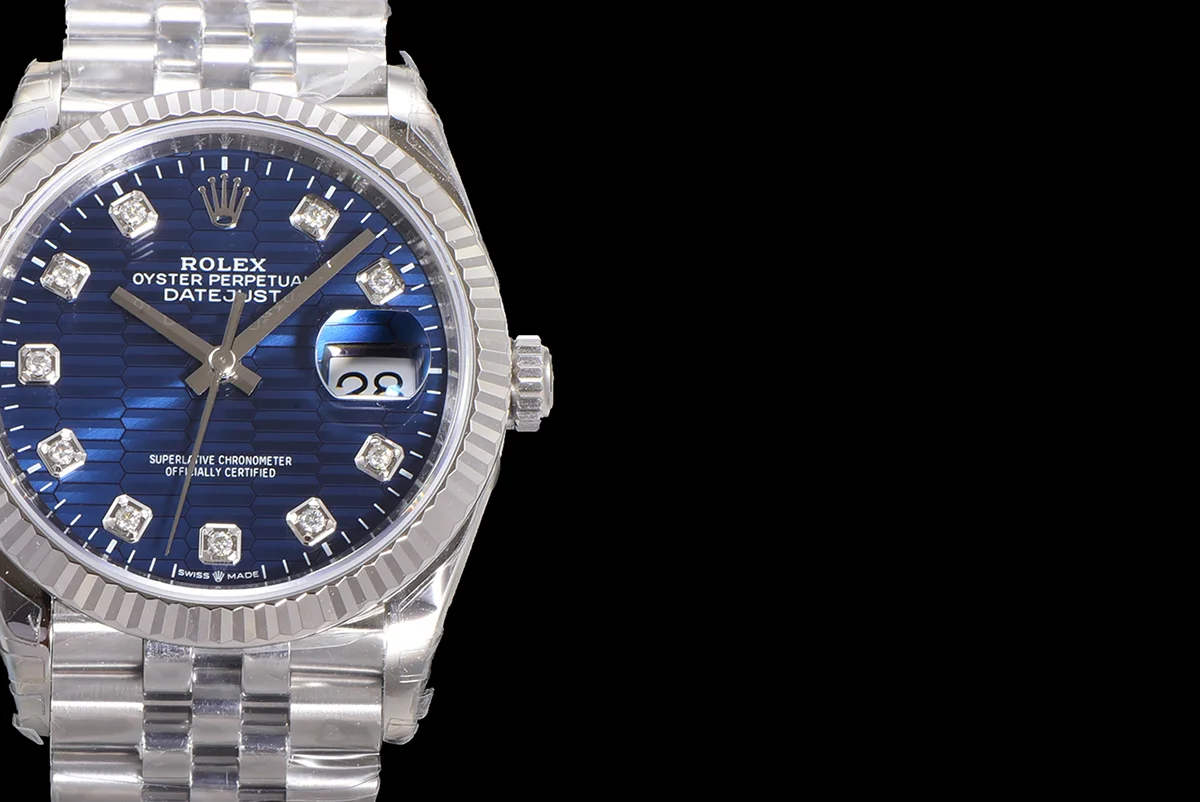 Datejust 36 126234 Blue Motif Dial with Diamond Marker in Steel in Jubilee