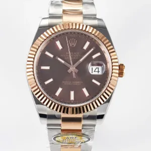 DateJust 41 126331 ARF 1:1 Best Edition 904L Steel Brown Dial on SS/RG Oyster Bracelet SH3235（Gain Weight）
