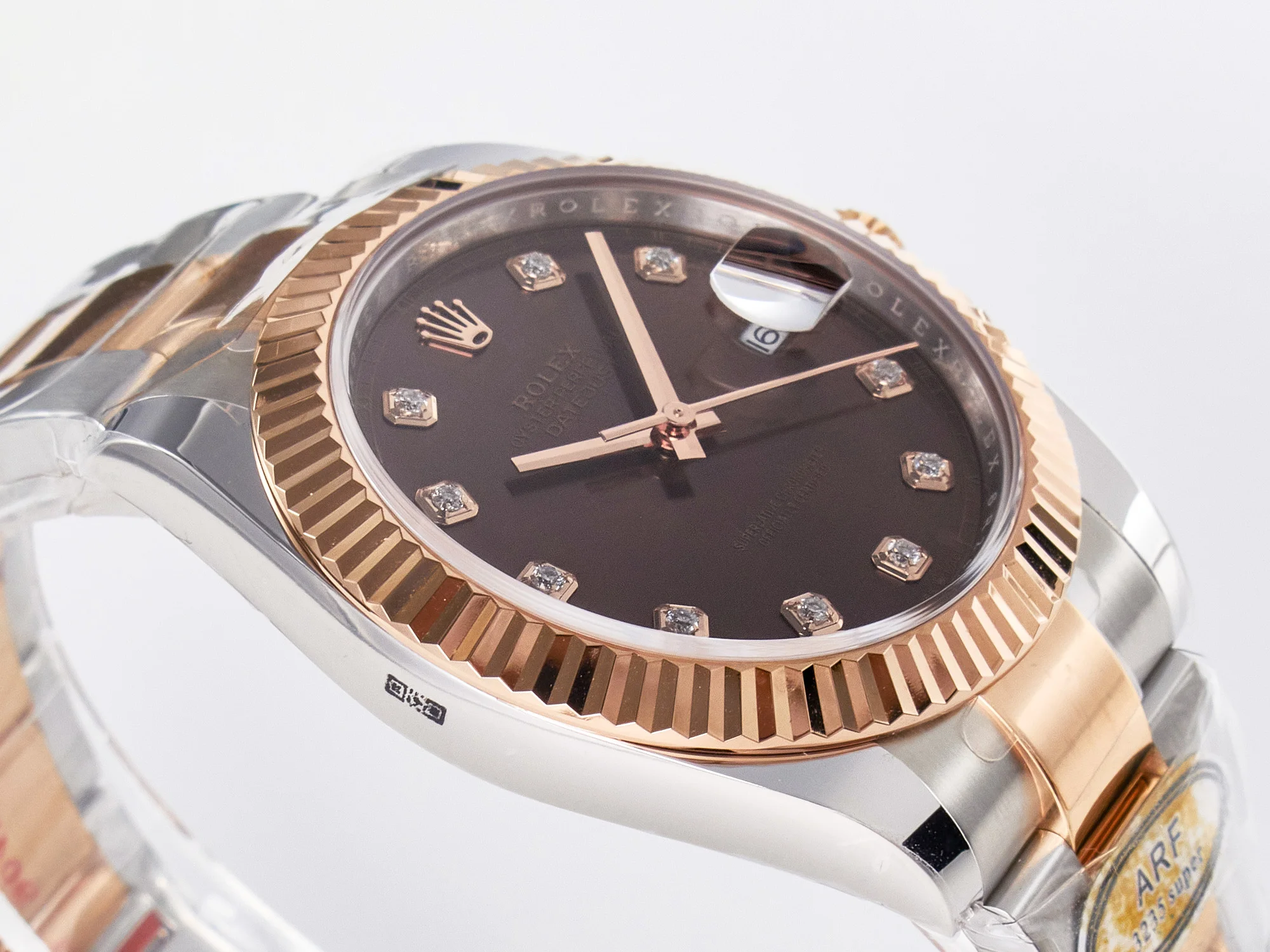 DateJust 41 126331 ARF 1:1 Best Edition 904L Steel Brown Diamonds Dial on SS/RG Oyster Bracelet SH3235(Gain Weight)
