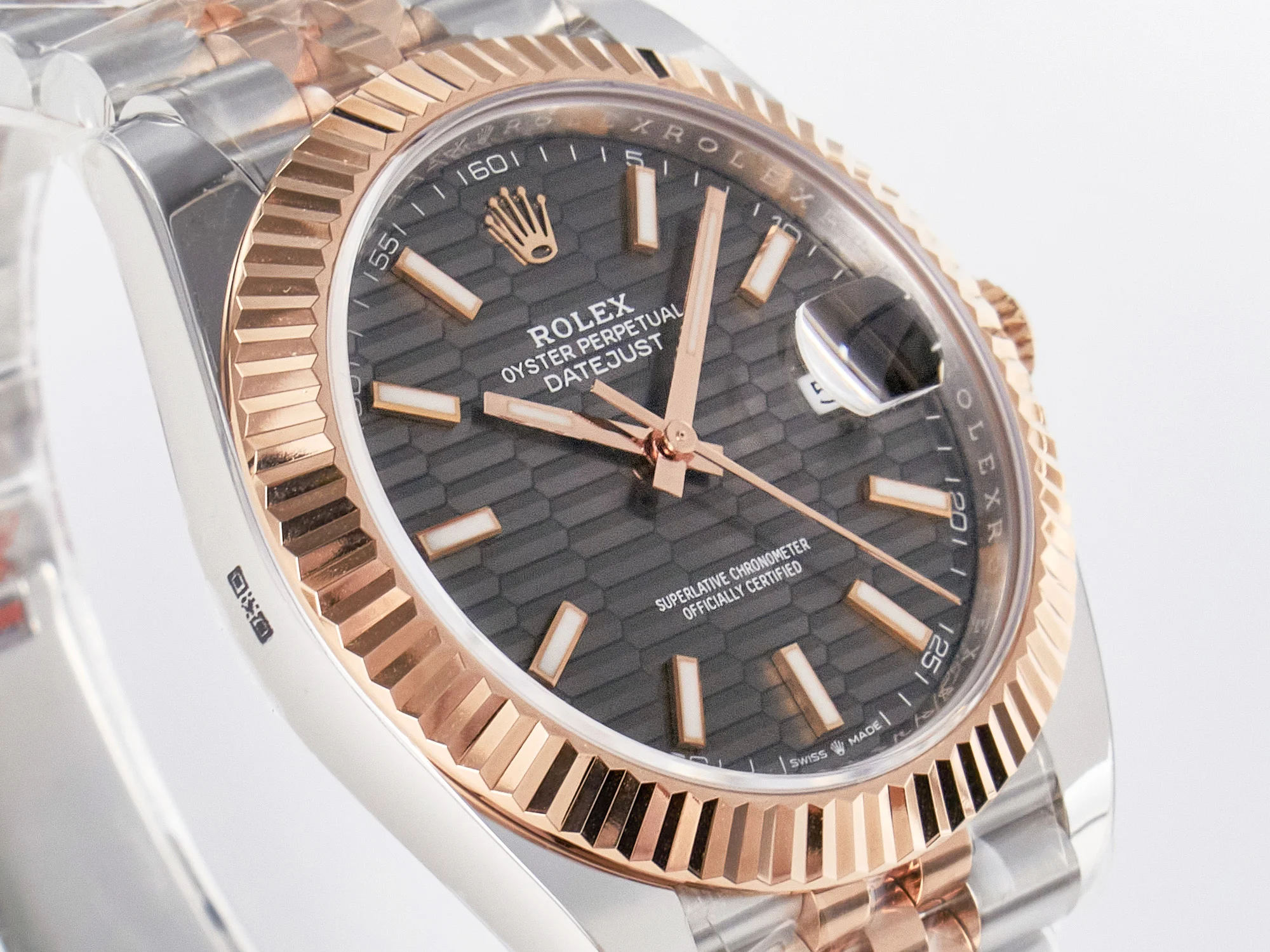 DateJust 41 126331 ARF 1:1 Best Edition 904L Steel Gray Textured Dial on SS/RG Jubilee Bracelet SH3235(Gain Weight)