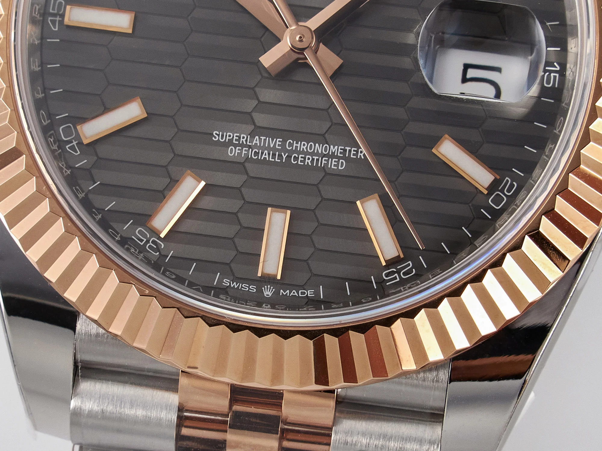 DateJust 41 126331 ARF 1:1 Best Edition 904L Steel Gray Textured Dial on SS/RG Jubilee Bracelet SH3235(Gain Weight)