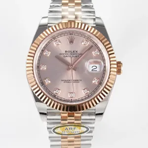 DateJust 41 126331 ARF 1:1 Best Edition 904L Steel RG Diamonds Dial on SS/RG Jubilee Bracelet SH3235（Gain Weight）