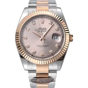 Datejust 41 126331 Pink Sundust Dial Diamond Markers in Everose/Steel on Oyster Bracelet