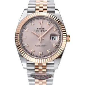 Datejust 41 126331 Pink Sundust Dial Diamond Markers in Everose/Steel on Jubilee Bracelet
