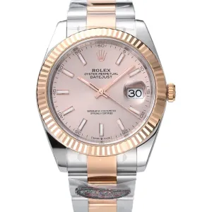 Datejust 41 126331 Pink Sundust Dial Stick Markers in Everose/Steel on Oyster Bracelet