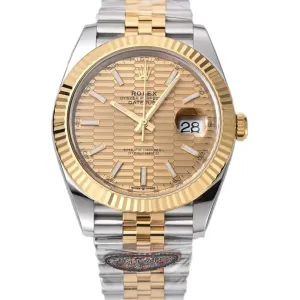 Datejust 41 126333 Champagne Motif Dial Stick Markers in Yellow/Steel on Jubilee Bracelet