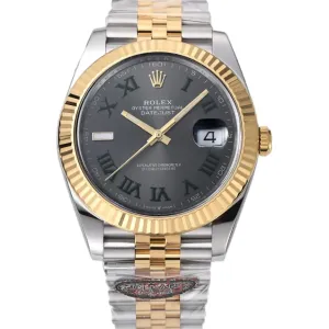 Datejust 41 126333 Slate Dial Stick Markers in YellowSteel on Jubilee Bracelet