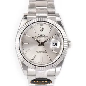 Datejust 41 126334 Silver Dial Stick Markers on Oyster Bracelet