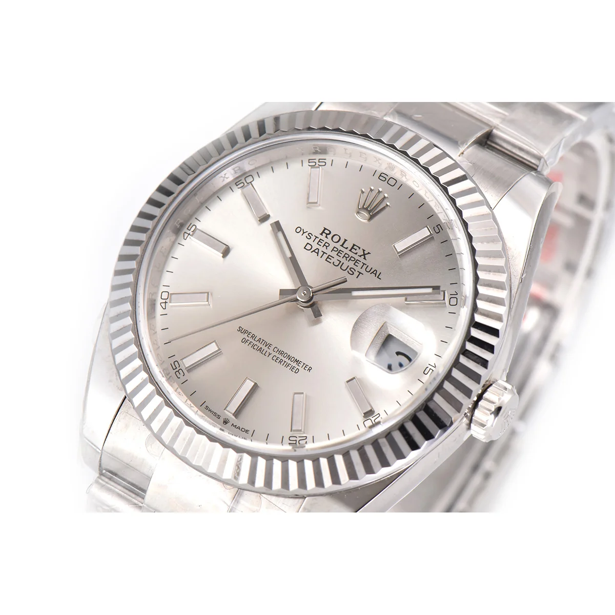 Datejust 41 126334 Silver Dial Stick Markers on Oyster Bracelet