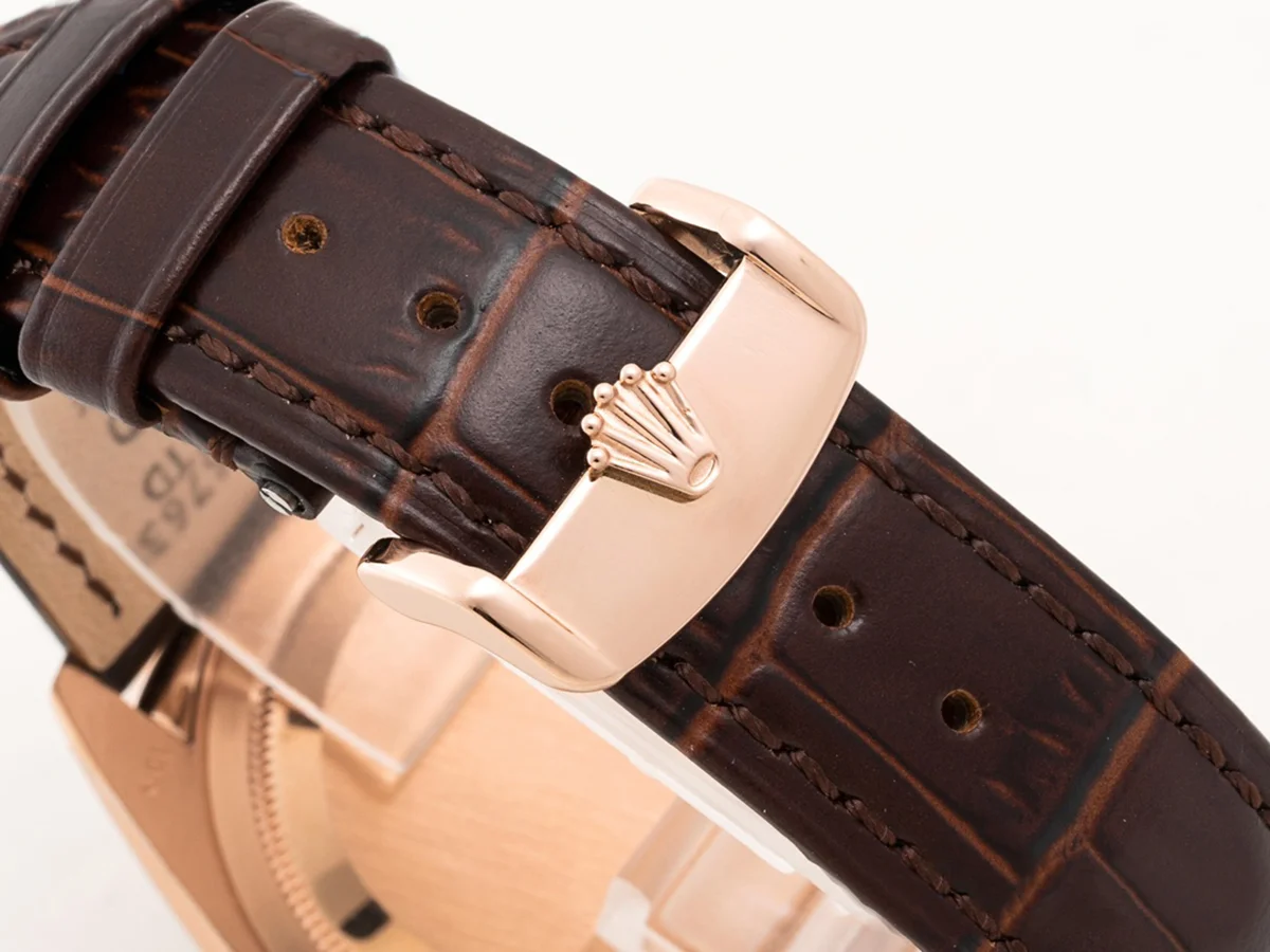 Day-Date 36 Brown Dial in Rose Gold on Leather Strap