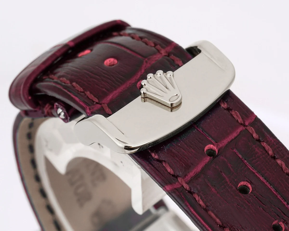 Day-Date 36 Red Dial in White Gold on Leather Strap