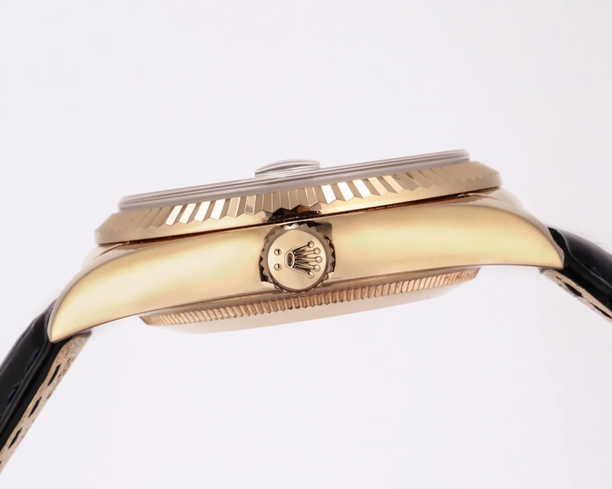 Day-Date 36 Silver Dial in Rose Gold on Leather Strap