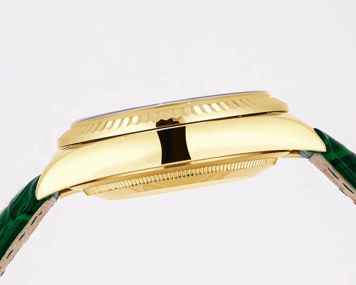 Day-Date 36 White Dial in Yellow Gold on Leather Strap