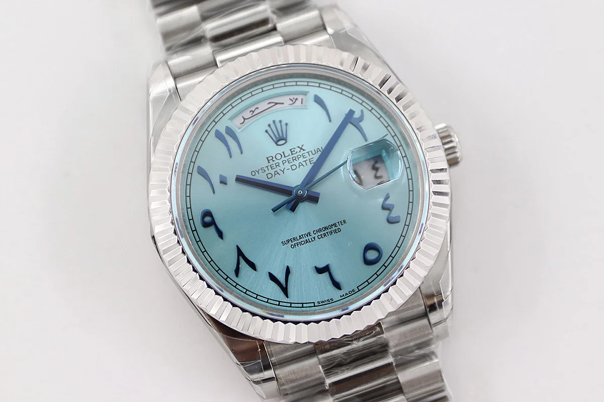 Day-Date 40 228206 Blue Dial in Platinum with Arabic Markers