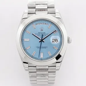 Day-Date 40 228236 Blue Dial with Diamond Markers in Platinum