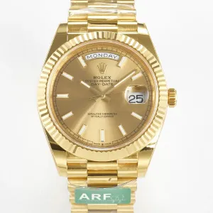 Day Date 40 228238 ARF 904L Steel Gold Stick Dial on President Bracelet VR3255