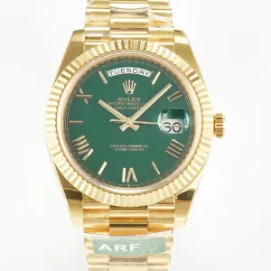 Day Date 40 YG 228238 ARF 1:1 Best Edition Green Roman Dial on President Bracelet VR3255