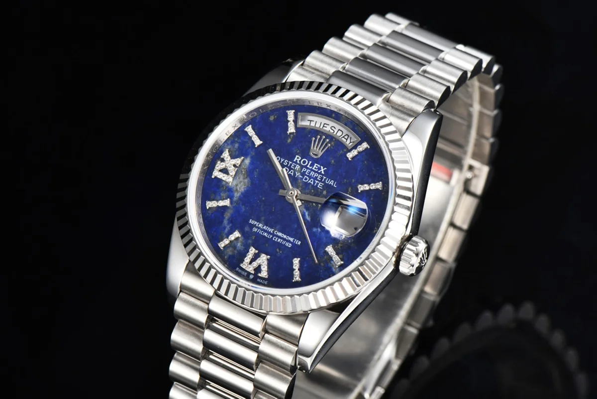 Daydate 36 128236 Lapis Lazuli Diamond Roman Dial in Platinum