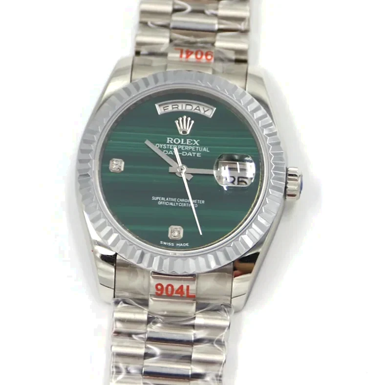 Daydate 36 128236 Malachite Diamond Marker Dial in Platinum