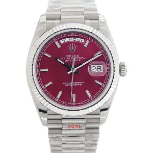 Daydate 36 Red Dial with Sticker in White Gold