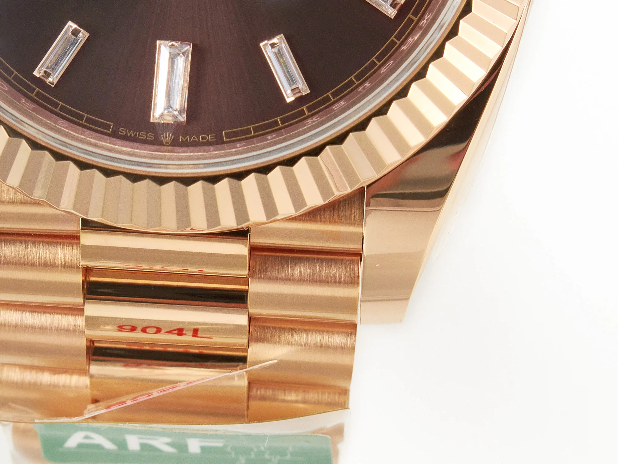 DayDate 40 228235 ARF 904L Steel Brown Crystal Diamonds Bezel on President Bracelet VR3255