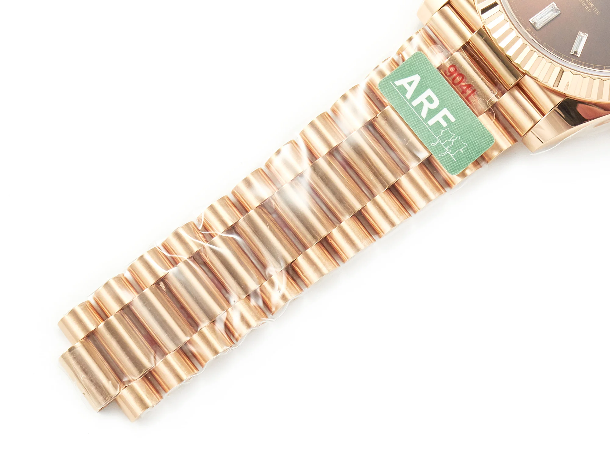 DayDate 40 228235 ARF 904L Steel Brown Crystal Diamonds Bezel on President Bracelet VR3255