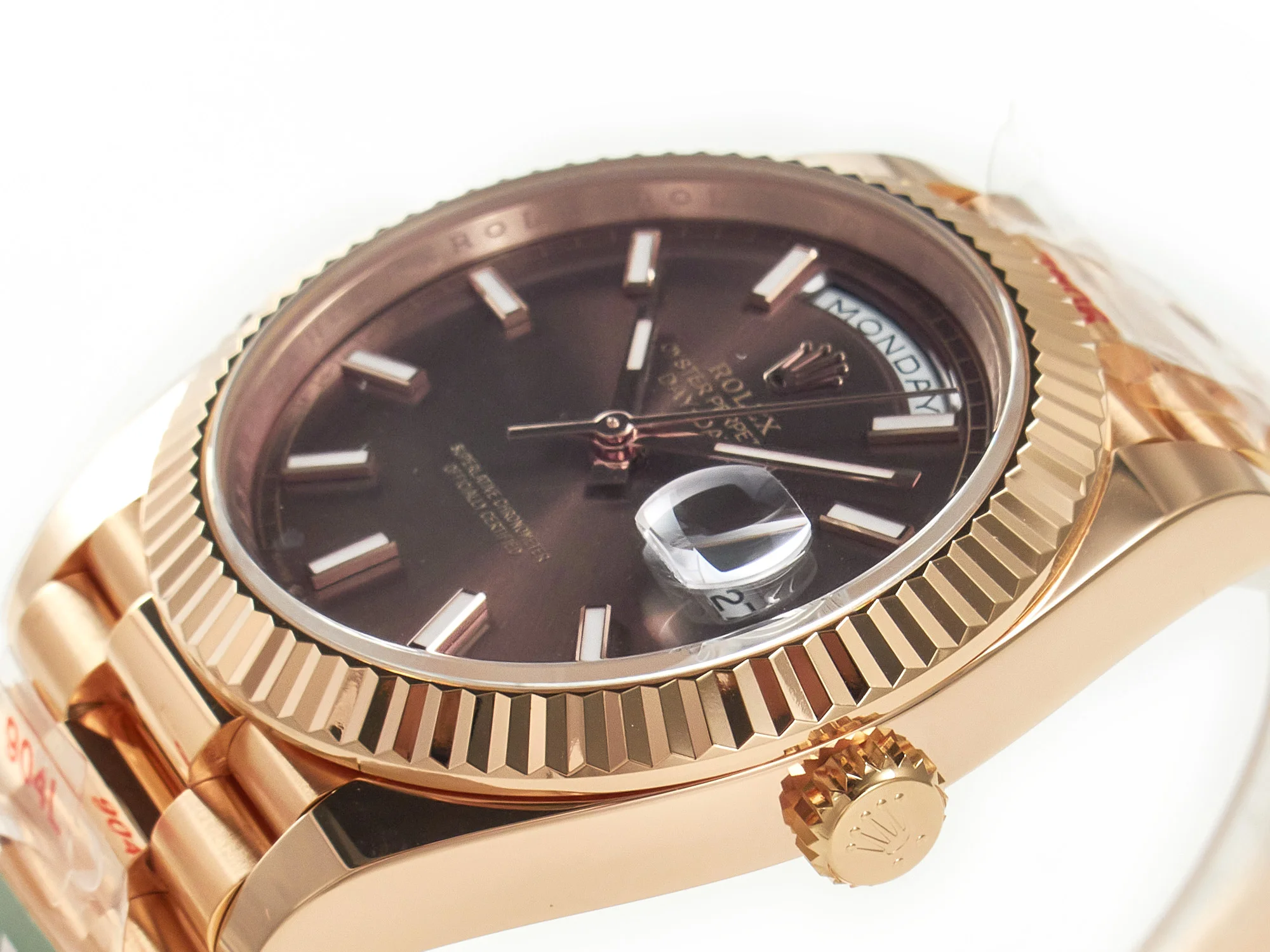 DayDate 40 228235 ARF 904L Steel Brown Stick Dial on President Bracelet VR3255