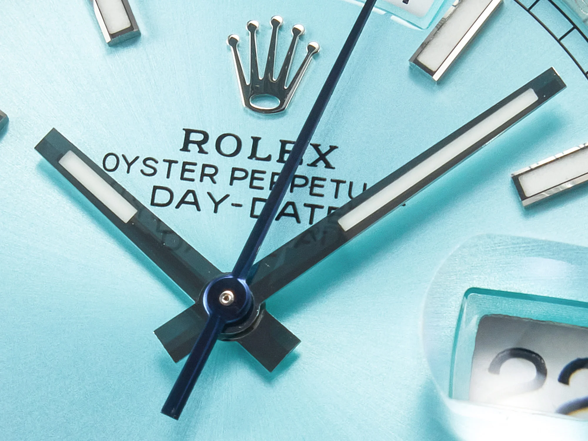 DayDate 40 228236 ARF 904L Steel Tiffany Blue Stick Dial on President Bracelet VR3255