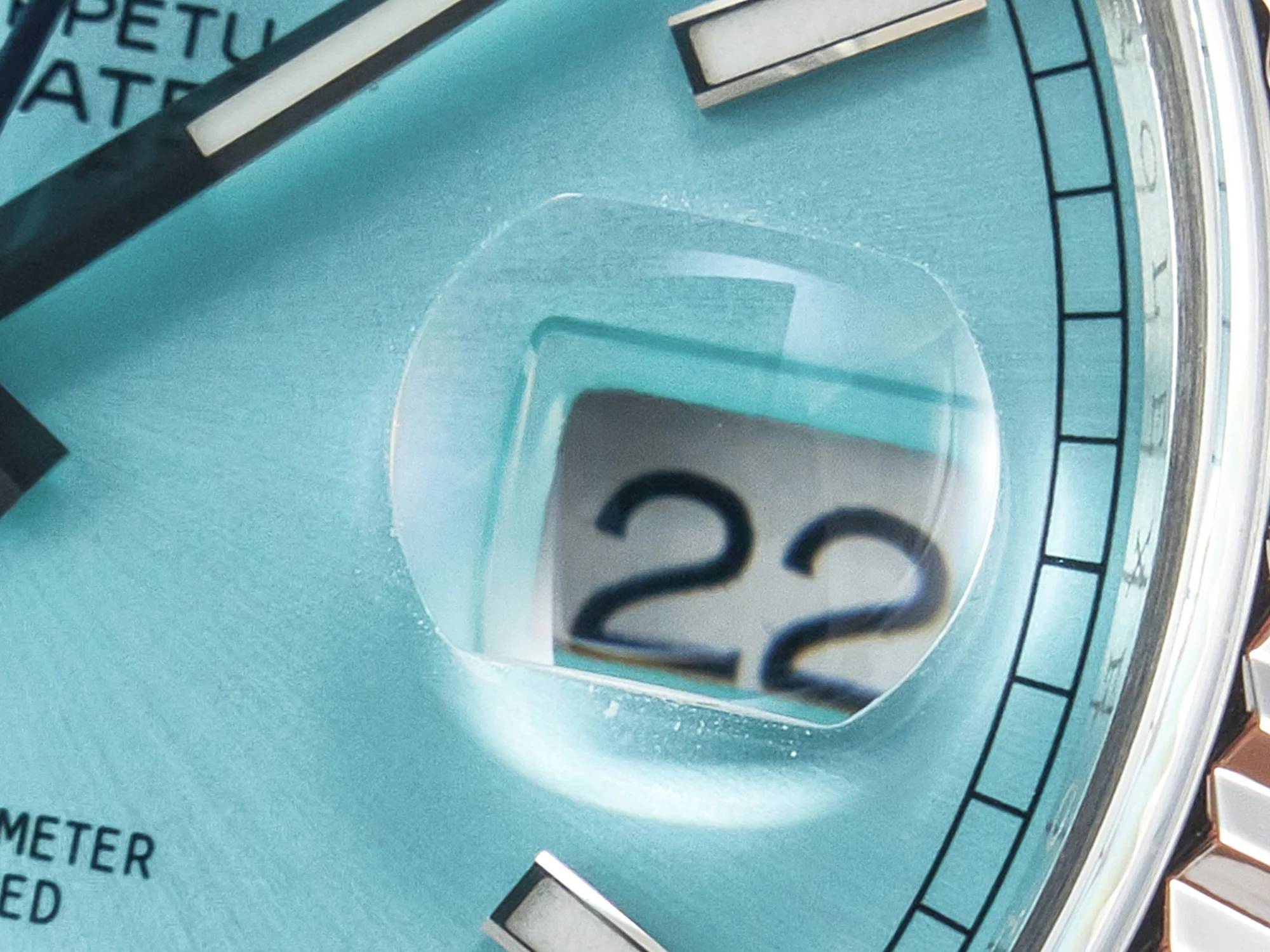 DayDate 40 228236 ARF 904L Steel Tiffany Blue Stick Dial on President Bracelet VR3255