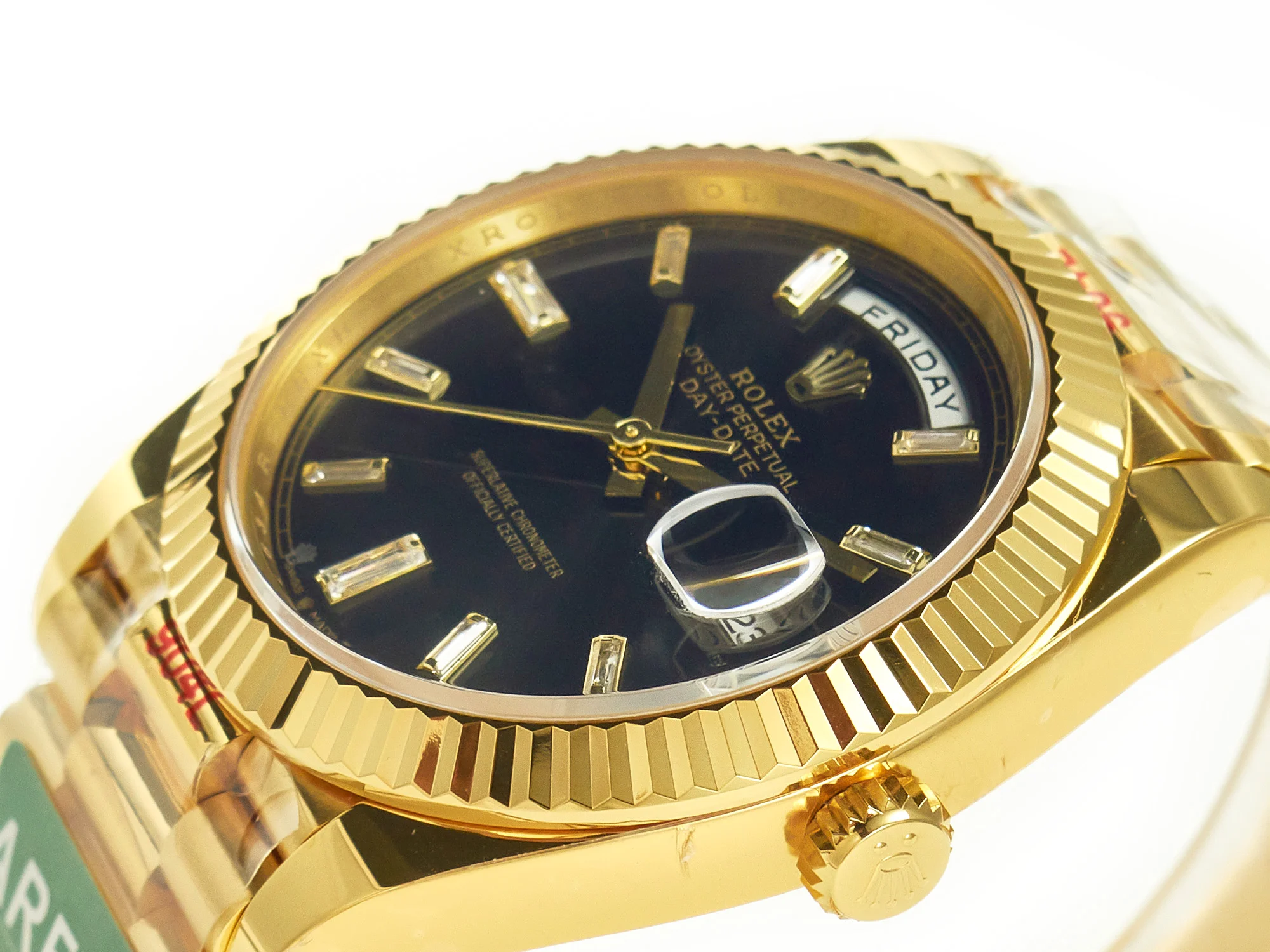DayDate 40 228238 ARF 904L Steel Black Crystal Diamonds Bezel on President Bracelet VR3255