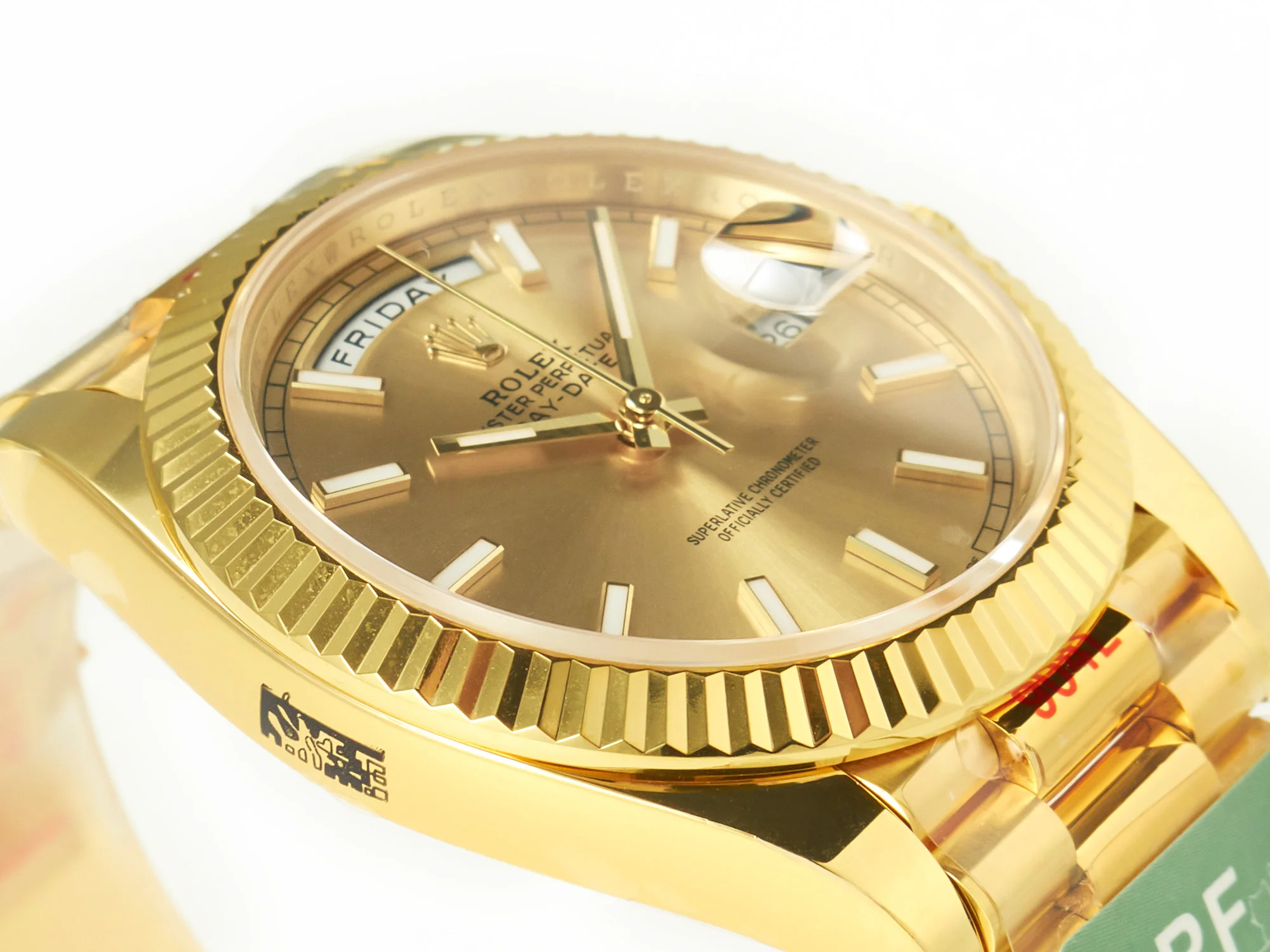 DayDate 40 228238 ARF 904L Steel Gold Stick Dial on President Bracelet VR3255