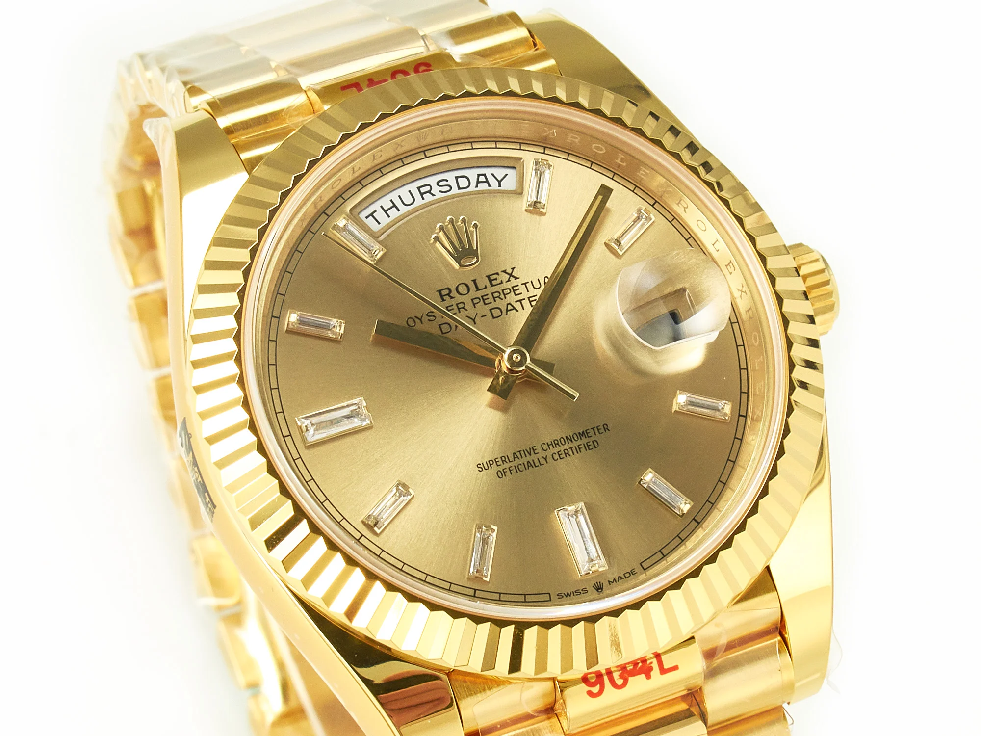 DayDate 40 228238 ARF 904L Steel YG Crystal Diamonds Bezel on President Bracelet VR3255
