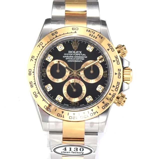 Daytona 116503LN Black Dial with Diamond Maker in Steel/Yellow Gold