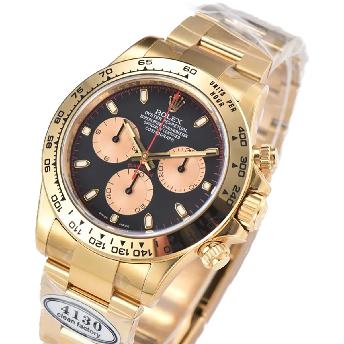 Daytona 116508 Black/Champagne Index “Newman” Dial in Yellow Gold