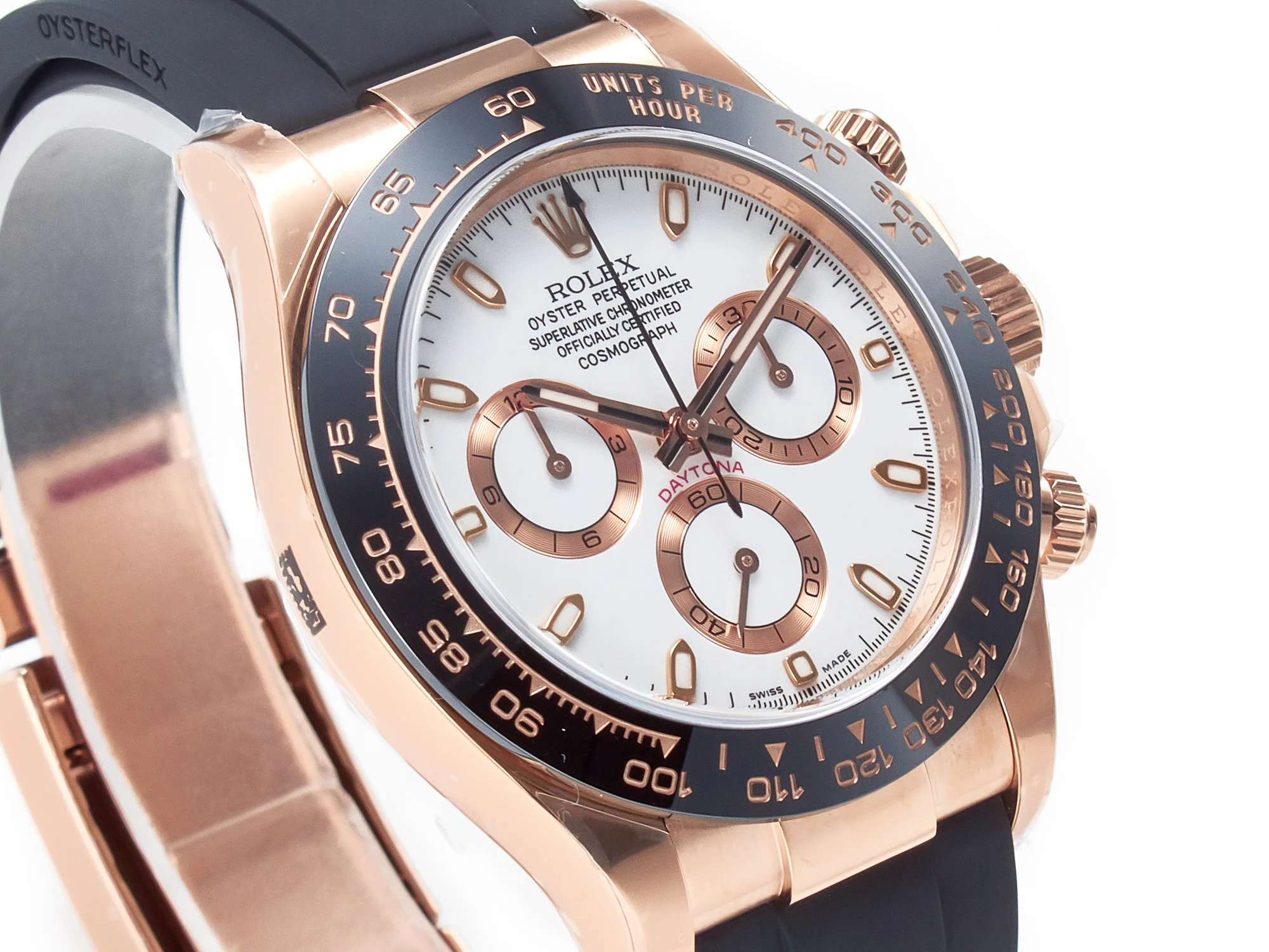 Daytona 116515 Clean 1:1 Best Edition 904L Steel RG White Dial on Oysterflex Strap SA4130